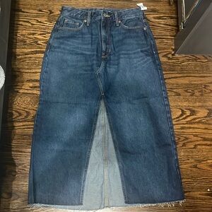 High Waisted Jean Pencil Skirt With a Slit